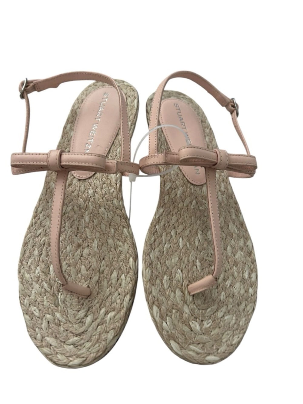 NEW Stuart Weitzman Nude Pink Felicity Leather Bow Espadrille Sandals - Picture 2 of 3